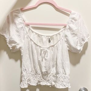 white cottagecore crop top